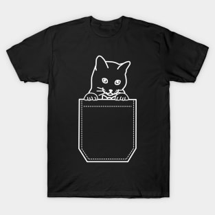 Cute Cat In My Pocket - White T-Shirt